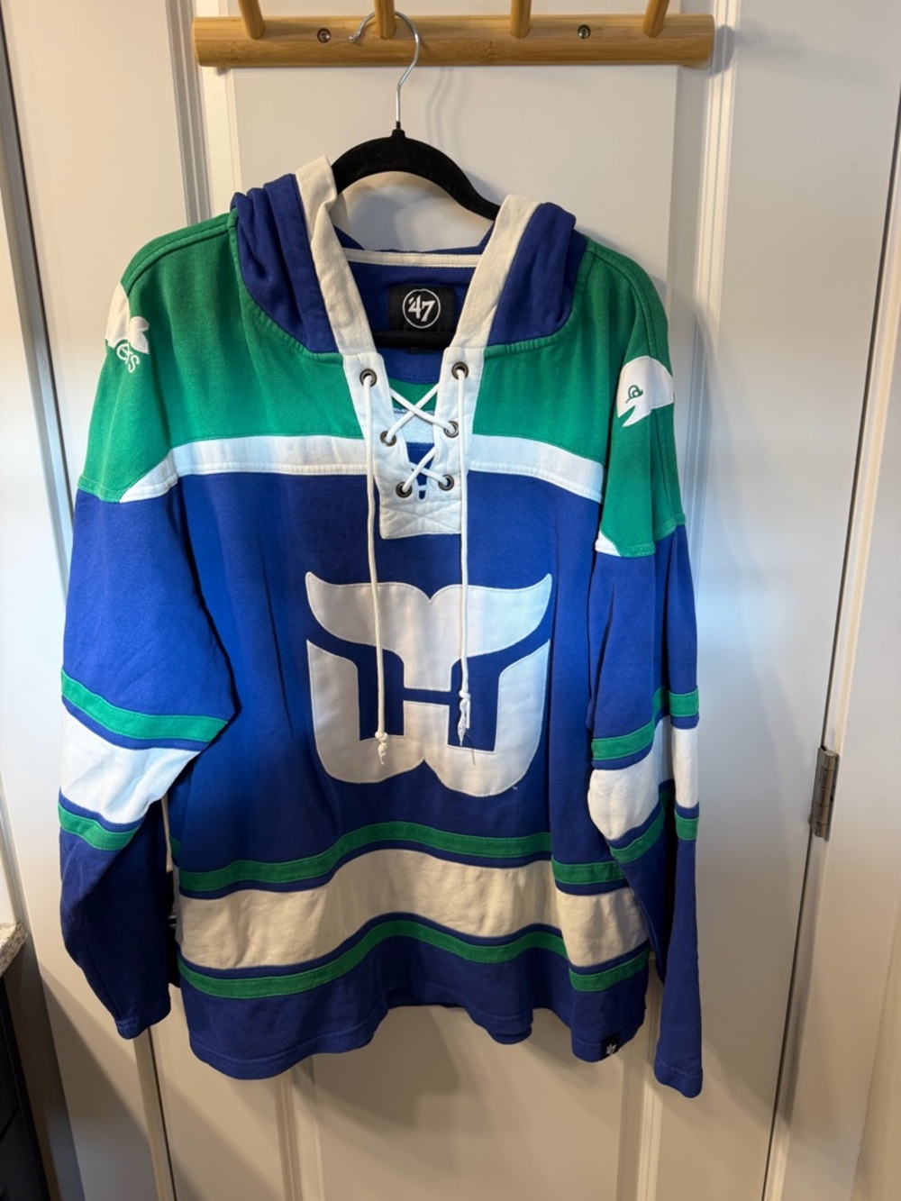 47 Hartford Whalers Lace-Up Hoodie with White Trim